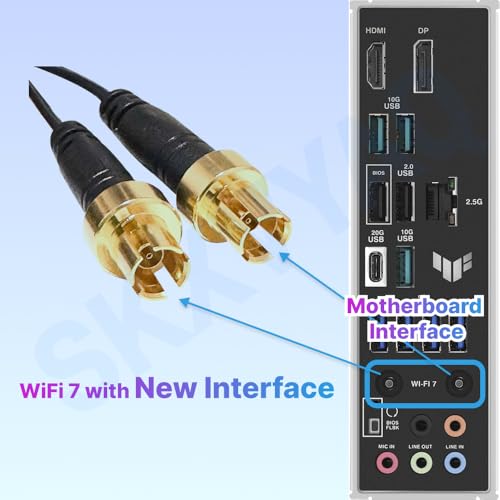 Image of for ASUS WiFi 7 Antenna Magnetic 2.4G 5G 6G WiFi 6E WIFI7 for ROG Strix Z790 Z790-E Z790-A Z790-F Wi-Fi 7 Gaming Motherboard PC Desktop Computer with New Interface (Black)