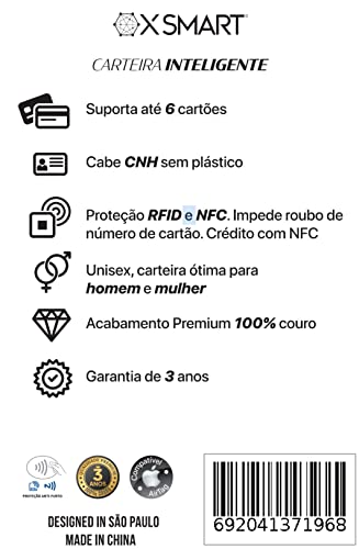 Carteira Inteligente Couro 100% Legitimo RG/CNH Antifurto Compatível com Apple Airtag