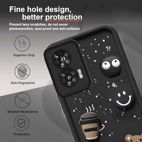 Image of GoldKart Back Case Cover Compatible for Motorola Edge 50 Fusion 5G | Cute Fun Cartoon 3D Ball Coffee Silicone Case | Full Body Protection Back Cover for Motorola Edge 50 Fusion 5G - Black