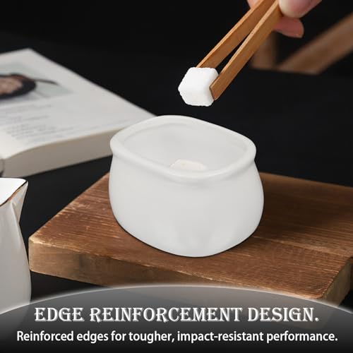 Sugar Packet Holder, Set of 6 Ceramic Sweetener Caddy & Tea Bag Organizer for Coffee Bar, White Sugar Dish Bowl for Home & Restaurant, Classic Condiment Storage, 3.5\"L x 2.5\"W x 2\"H