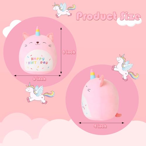 Image of SQEQE Unicorn Cat Plush Kawaii Birthday Cat Plushies Pillow Cat Stuffed Animal Toy Soft Plushie Doll Gifts for Kids Decor(Caticorn, 8 Inch)