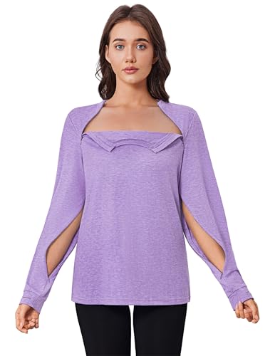 Deyeek Chemo Shirts for Port Access Women Long Sleeve Shoulder Post Surgery Shirt Dialysis Sweatshirts with Arm Zipper