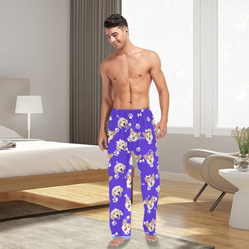 Custom Pajama Pants for Men Women,Personalized Photo Sleepwear Bottoms w/Pockets,Customized Pj Lounge Gifts for Him Her2