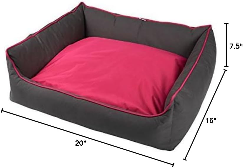 Explore Bolster Dog Bed with EVERFRESH Probiotic Technology for Natural, Non-Toxic Odor Control- Pink, Small