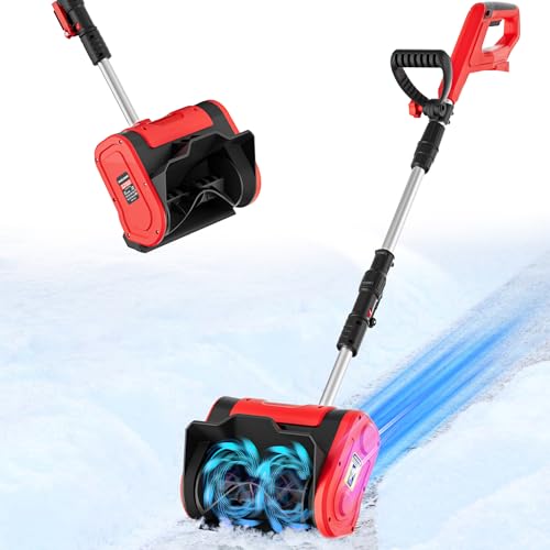 Rozlchar Cordless Snow Shovel Compatible for Milwaukee 18V Battery, Electric Snow Shovel for Driveway w/Adjustable Telescopic Pole, 10' Width & 6' Depth & 20ft Throwing Distance(No Battery)