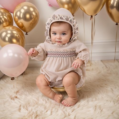 Baby Girl Clothes Long Sleeve Bubble Romper Spring Summer Toddler Girl Clothing with Bonnet4