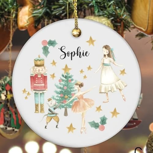 Personalized Nutcracker Christmas Ornament With Name - Ballet Theme, Printed on Both Sides (Personalized Nutcracker 2)