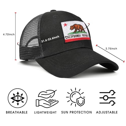 Image of Adjustable State Flag Trucker Hat Mesh Baseball Cap with Embroidered Patch for Men Women