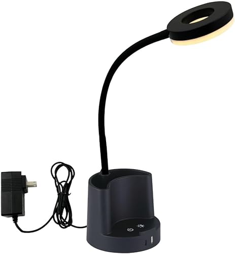 Miniatura 8 de HomeFocus - Lámpara de escritorio LED con puerto de carga USB, luz de lectura para oficina en casa, luz nocturna RGB, lámpara de estudio regulable