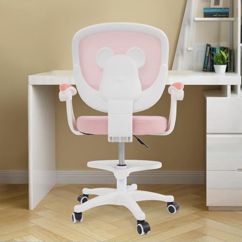 panfudongk Silla de escritorio infantil ajustable con respaldo ergonómico, asiento cómodo para habitación infantil, sala de juegos, uso doméstico, capacidad de carga máxima: 100 kg (rosa) - imagen 7