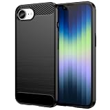 FINON for iPhone17e 用 ケース/iPhone 16e 用 ケース カバー スマホケース カーボン デザイン 指紋防止 薄型 軽量 耐衝撃 簡易脱着 ソフトケース (ブラック)