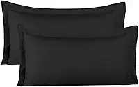 Kit 02 Fronhas para Travesseiro 90x50cm em Micropercal 200 Fios Tamanho Especial – Macia, Resistente e Fácil de Lavar (Preto)