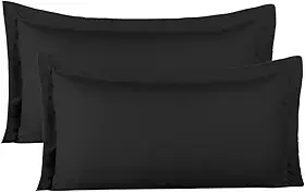 Kit 02 Fronhas para Travesseiro 90x50cm em Micropercal 200 Fios Tamanho Especial – Macia, Resistente e Fácil de Lavar (Preto)