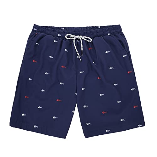 Image of American Trends Mens Swim Trunks Compression Lined Swim Shorts for Outdoor Bathing Suit Shorts, Fishbone Navy Blue, XX-Large