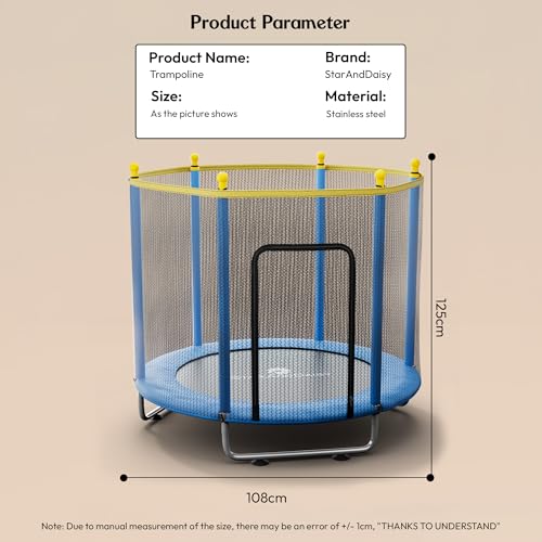 Image of StarAndDaisy 55 inch Trampoline for Kids at Home with Safety Net for Adults, Indoor & Outdoor Trampoline / 120KG Loading Capacity with Stainless Steel Frame & Legs -55 inch, 4.5 Feet (Blue)