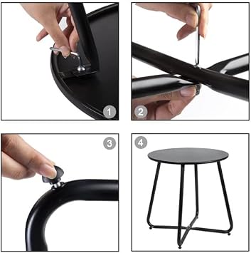 Side Table Anti-Rust Metal Outdoor End Table, Small Round Tables for Garden Balcony Yard, Black