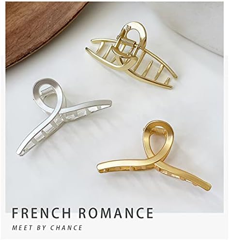 Hair Clips - Large Brushed Metal Hair Claw Clips, Strong Hold Hair Jaw Clips, Vintage Shark Claw Clips Clamp, Headdresses Hair Styling Accessories for Women and Girls Thin Thick Hair, 2Pcs