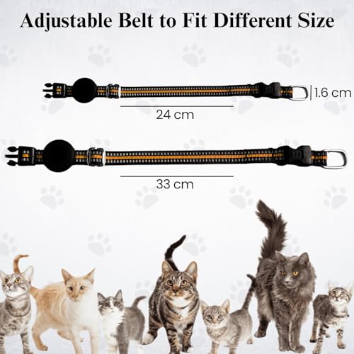 tag8 Airtag Katzenhalsband, reflektierendes Kätzchenhalsband mit Apple-Airtag-Halterung für Mädchen, Jungen, Katzen, 1,1 cm breit und leicht (Orange) – Bild 6