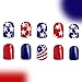 96Pcs Independence Day Press on Nails Short Square 4th Style Combinations French False Nails Artificial Acrylic Nails July 4th Fake Nails Full Cover Glossy Coffin Nails Glue on Nails for Women