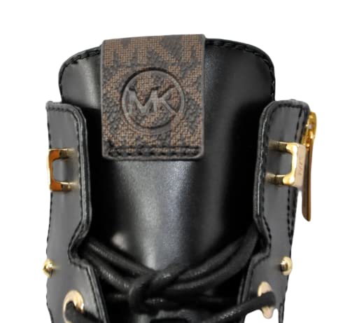 Michael Kors Trudy Leather & Logo Boot Lace Up Bootie, Black/Brown (Us_Footwear_Size_System, Adult, Women, Numeric, Medium, Numeric_6_Point_5) #TOP4