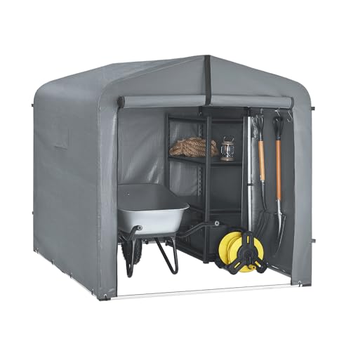 SoBuy Abri de Jardin, Cabane de Jardin Exterieur Imperméable, abri Moto avec des Crochets, Garage pour Vélo et Outils, Abri Vélo, Rangement et Stockage,...