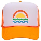 Sun Wave Sunflower Neon 5 Panel Foam Trucker Hat - White/Orange