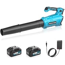 VERVEWAVE Leaf Blower Cordless, 20V Electric Blower with 2 X 4.0Ah Battery & Charger, 450-CFM 150-MPH Turbo Jet Blower with Adjustable Angle Handle, for Lawn Care, Garden, Yard