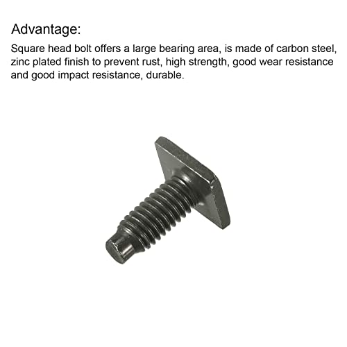 Image of uxcell Square Head Bolt, 10pcs M6x15mm Fully Thread Carbon Steel Grade 8.8 Square Machine Screws