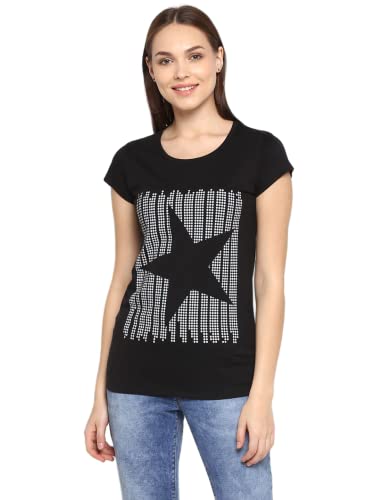 Image of Modeve Women Printed Cotton Blend Half Sleeve Round Neck T-Shirt for Summer