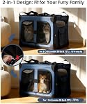 Extra Large Cat Carrier for 2 Cats, XL with Removable Divider, Foldable Soft-Sided Pet Carrier with Storage Tote, Portable Travel Crate for Large Cats, for Car & Home Use, 24" x 17" x 17"(Blue)
