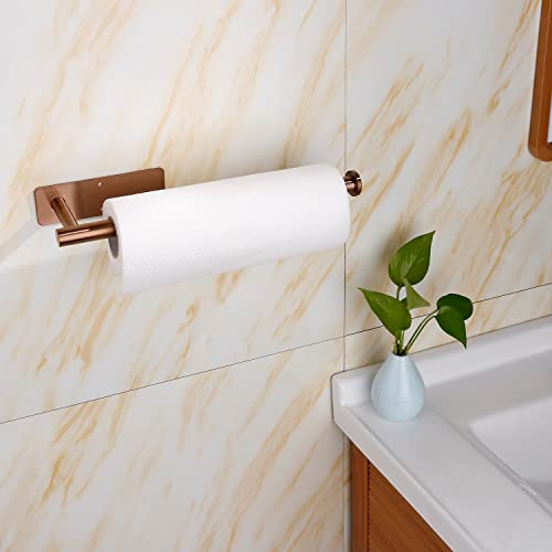 Paper Towel Holder-Paper Towel Holder Under Cabinet Wall Mounted Magnetic Paper Kitchen Towel Holder Sus304 Stainless Steel 13Inch Rose Gold Paper Towel Holder For Bathroom Vanity Storage Organzier #TOP6