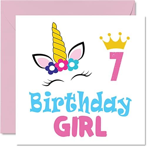 3rd Birthday Card Girl - Unicorn Birthday Card - Happy Birthday Card 3 Year Old Girl, Girls Birthday Cards for Her, 145mm x 145mm Greeting Card for Daughter Niece Granddaughter Kid Children