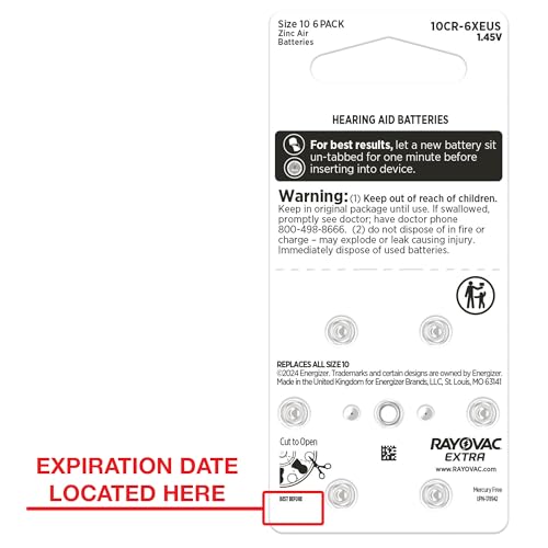 image for Rayovac Extra Hearing aid Batteries Size 10. Long-Lasting Mercury-Free