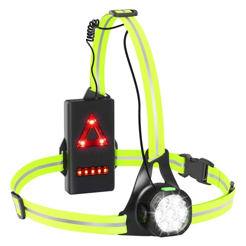 Husgw Lauflichter für Läufer, 90 ° Verstellbare LED Laufbrustlampe, Wiederaufladbare IPX65 Wasserdichte Reflektierende Lauflampe mit für Joggen,...