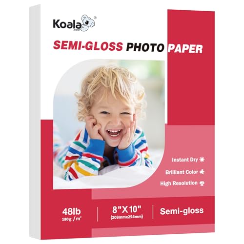 Koala Semi-Gloss Photo Paper 8X10 Inches 100 Sheets for Inkjet and Laser Printers Use DYE INK 48LB 180gsm Professional Paper by KOALA PAPER - Used condition - US$15.83