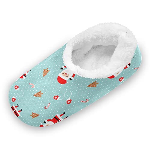 Christmas Santa Claus Daisy Flower House Slippers Warm Fuzzy Slipper Socks With Grippers Mens Womens Soft Comfy Lined #TOP21