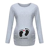Damen Umstandsshirt Langarm Stillshirt Elegant Umstandstops Schwangerschafts Oberteil Bequem Schwanger T-Shirt Umstandsmode Umstandsbluse Langärmliges Umstands-T-Shirt Mit Rundhalsausschnitt Und Print