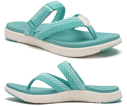 Image of COFACE Womens Trendy Orthotic Flip Flops Lightweight Yoga Mat Thick Cushion Walking Thong Sandals Adjustable Slip On Slippers With Comfortable Plantar Fasciitis Arch Support