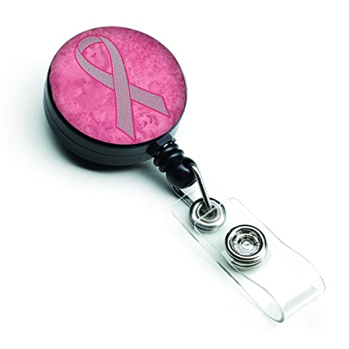 Caroline's Treasures AN1205BR Pink Ribbon for Breast Cancer Awareness Retractable Badge Reel for Nurses ID Badge Holder with Clip Retractable Employee Badge Holder, Belt Clip, Multicolor