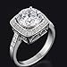 FAIRY COUPLE 18K White Gold Plated Cubic Zirconia Ring, Princess Cut Halo Design, Fashion Promise Ring R30 (6)
