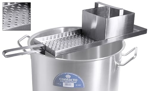 Contacto Gastronomie Spätzlehobel für lange Spätzle mit Topfhalterung Edelstahl 18/10 für Töpfe von Ø36-45 cm, Spätzlepresse mit Ruhebreich
