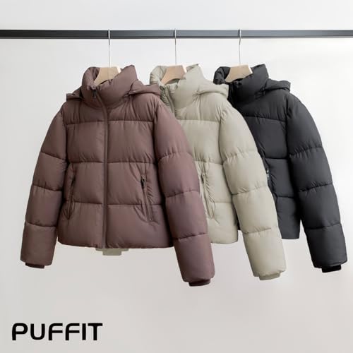 PUFFIT Women's Cozy Black Cropped Puffer Jacket with Removable Hood—Your New Winter Essential! - Image 4