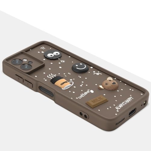 Image of Bintage Cute Fun Taddy Cartoon 3D Ball Bear Milk Donut Coffee Cup Silicon Case Full Body & Camera Protection Back Cover Compatible for Motorola Moto G32 - Brown