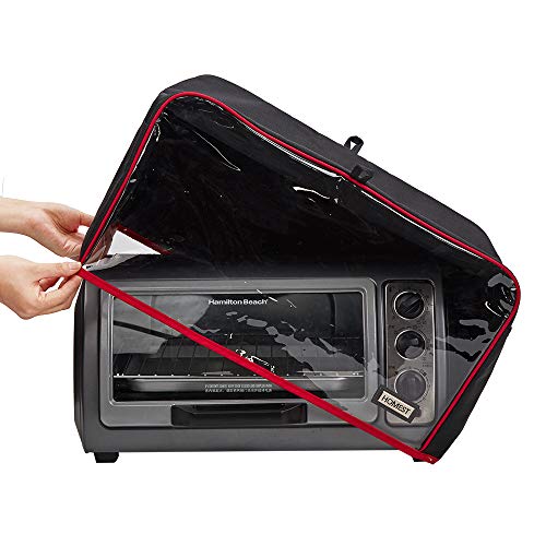 HOMEST Visible Toaster Oven Dust Cover with Accessory Pockets Compatible with Hamilton Beach 6 Slice of Toaster Oven, Black