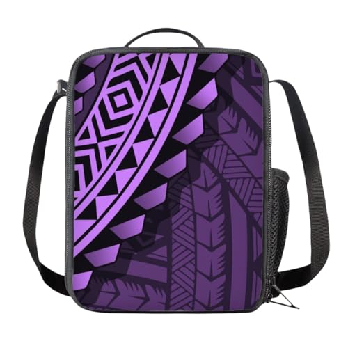 GLUDEAR Girls Boys Backpack Kids Polynesian Tapa Print Bookbag School Bag with Lunch Box and Pencil Case,Samoan 54