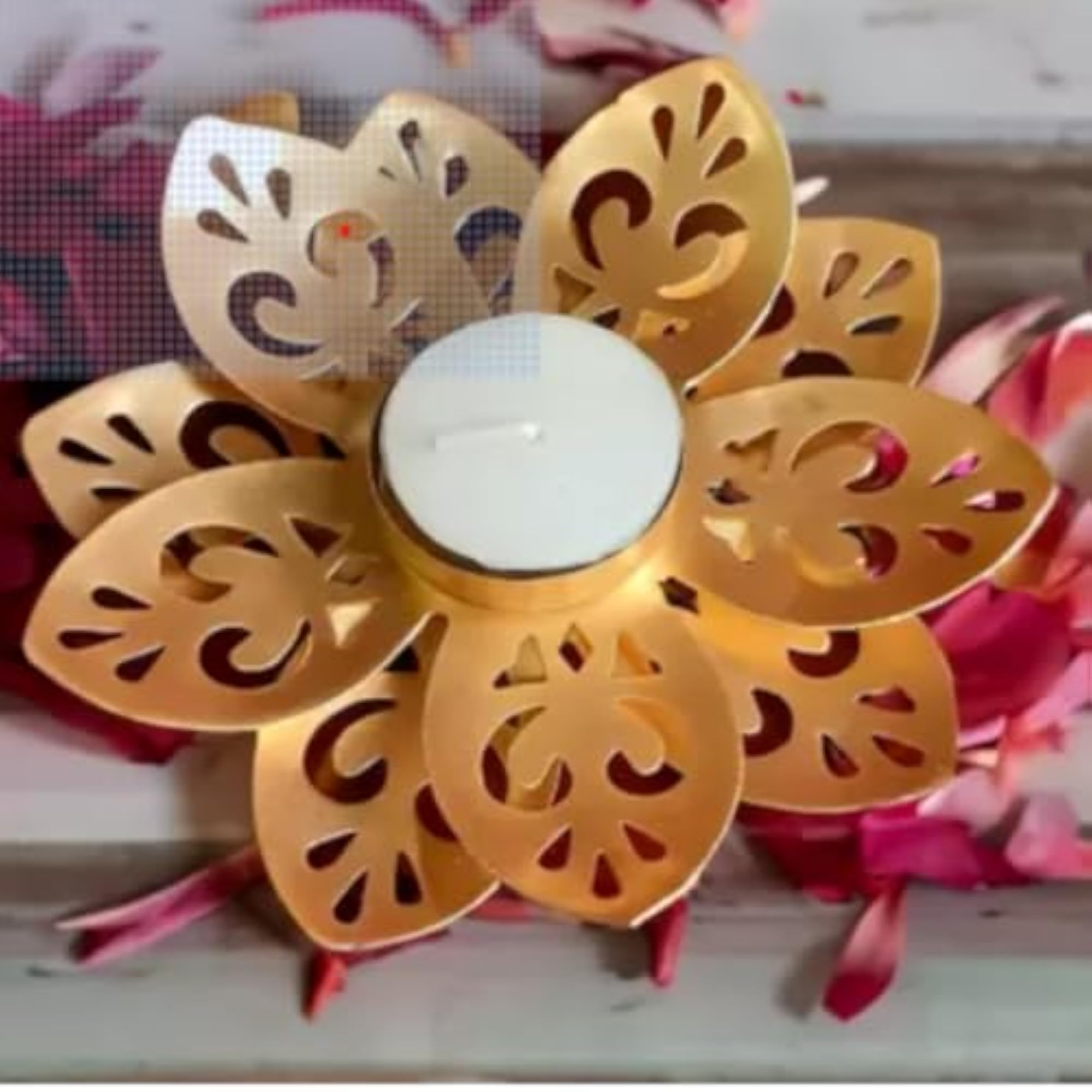 Beautiful Lotus Cutting Tealight Candle Holder Stand