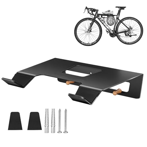 SkyProsper Fahrrad Wandhalterung - Große Aufbewahrungsschale 35x30cm für Helme, hält bis 30kg - Geeignet für Rennrad/MTB/Gravel Bike, Lenkerbreite bis 500mm - Einfach zu montieren
