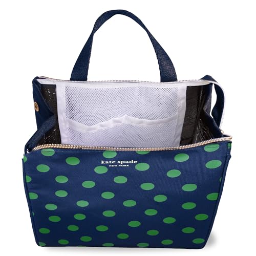 Image of kate spade new york Portable Soft Cooler Lunch Bag, Thermal Tote with Insulated Interior Lining and Storage Pocket, Lunch Tote for Women, Sonnet Dot