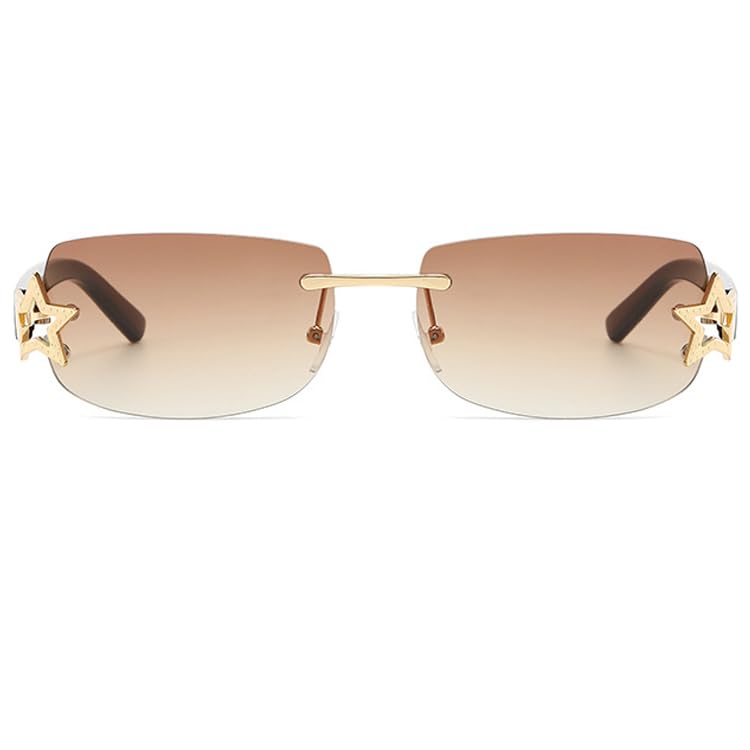 bullabulling Y2K Vintage Rimless Small Rectangle Sunglasses Trendy For Women Shades UV4002