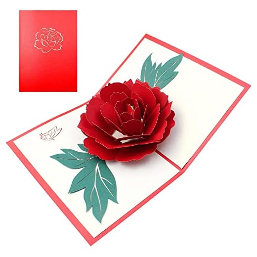 inodiref 3D pionblomma popup-kort 3D blomma pop up gratulationskort 3D-födelsedagskort med kuvert romantisk blomma alla hjärtans dag kort för mors dag, bröllop, alla hjärtans dag, årsdag, födelsedag